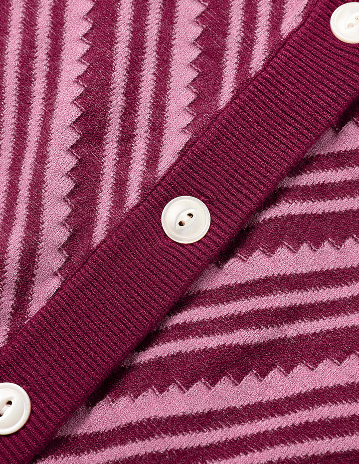 MARYLING Cranberry V-Neck Knitted Cardigan