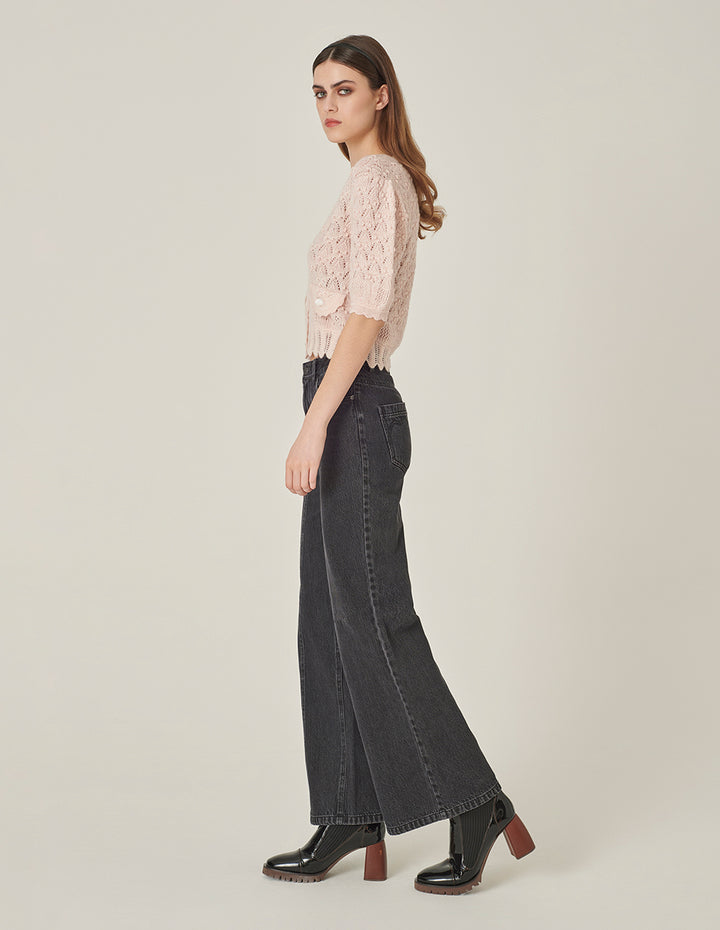 MARYLING Light Pink V-Neck Knitted Cardigan