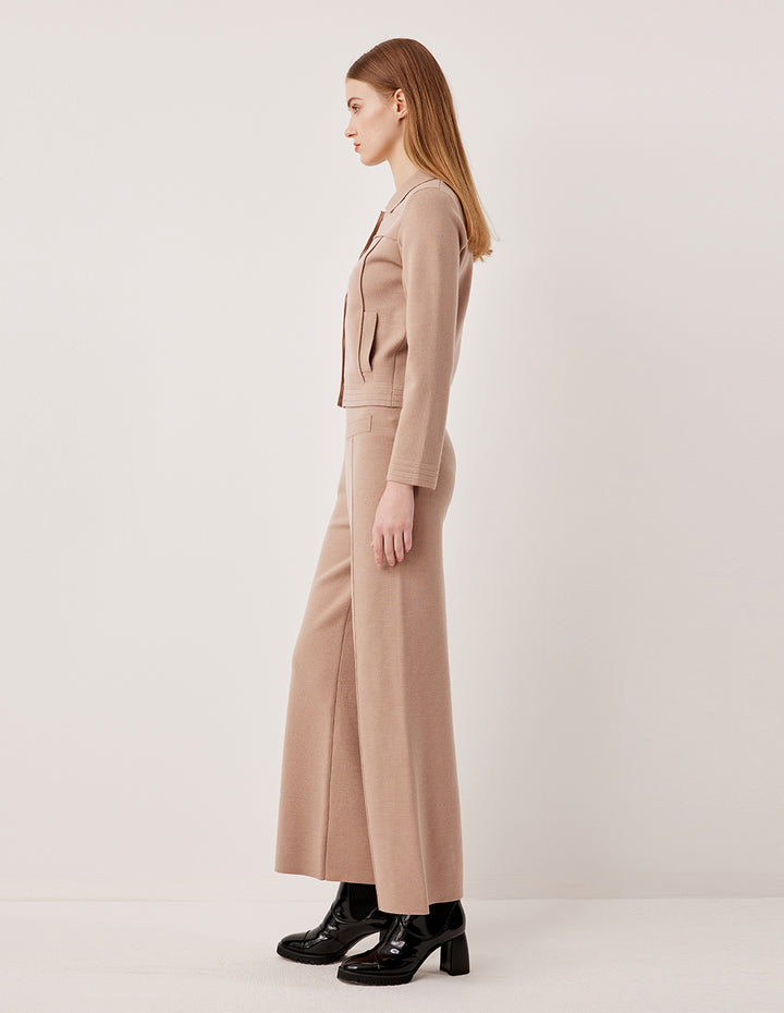 MARYLING Notched Collar Merino Wool Knit Cardigan