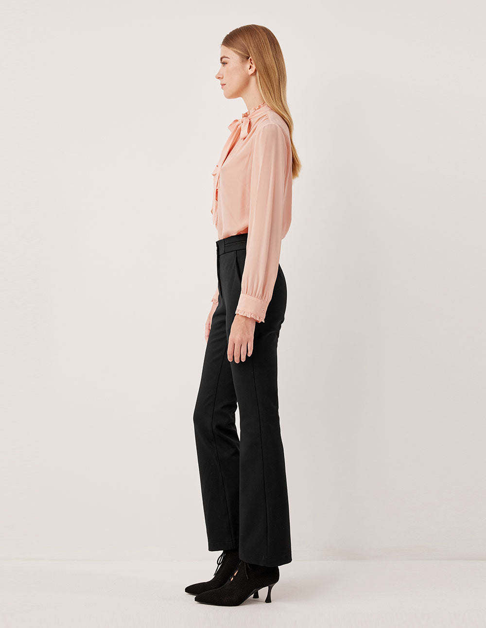 MARYLING Commuter Black Slim Fit Wide Leg Straight Trousers
