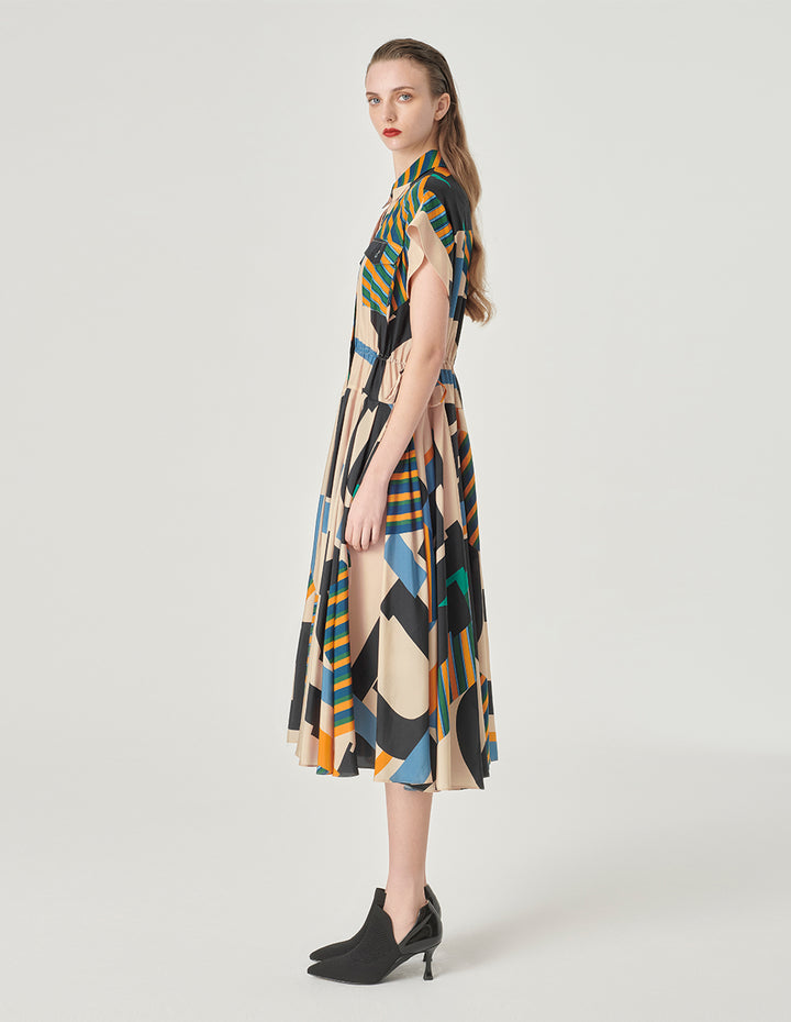 MARYLING Shirt Collar Short-Sleeves Printed Dress