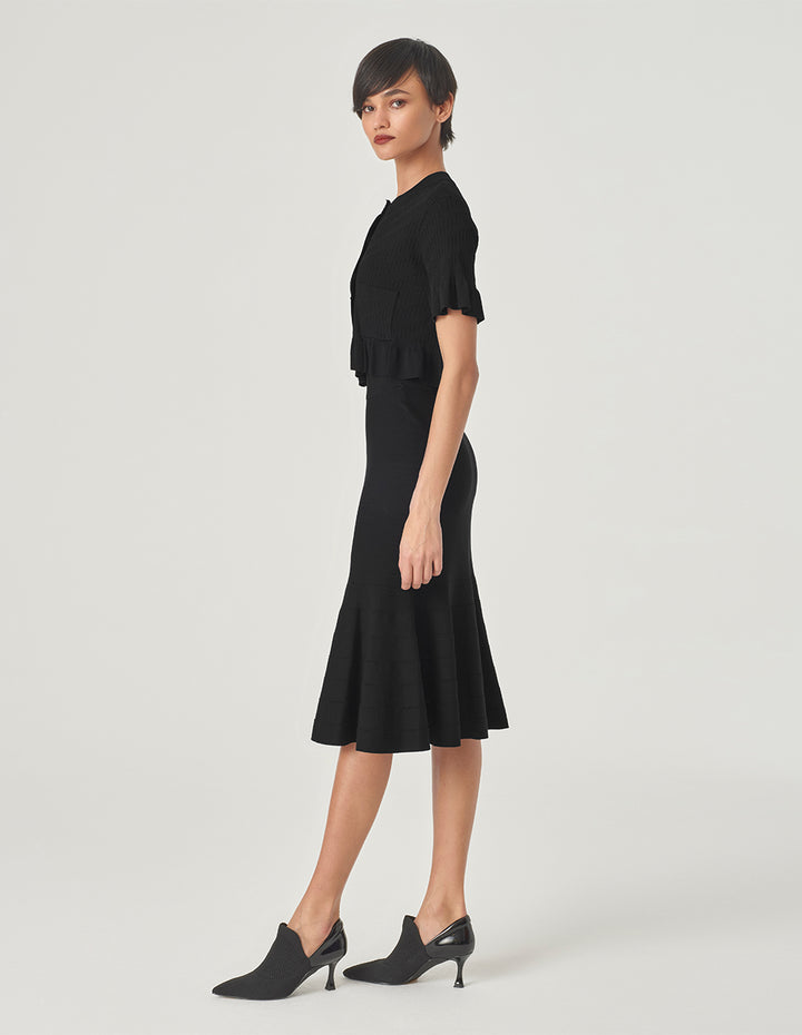 MARYLING Fishtail Knitted Black Skirt