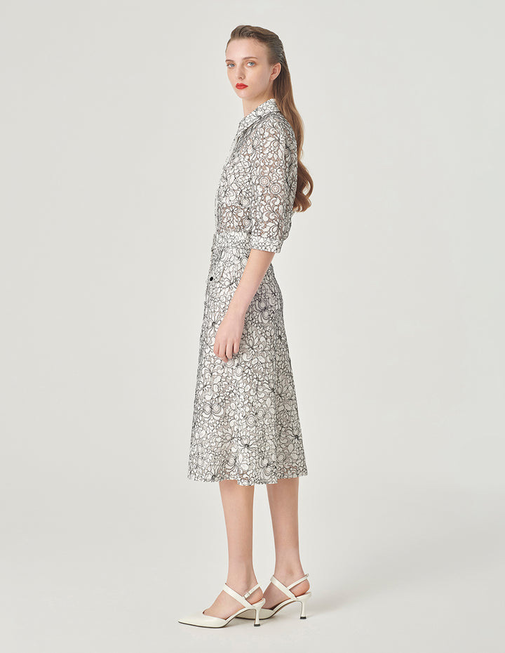 MARYLING Three-Quarter Sleeve Lace Shirt