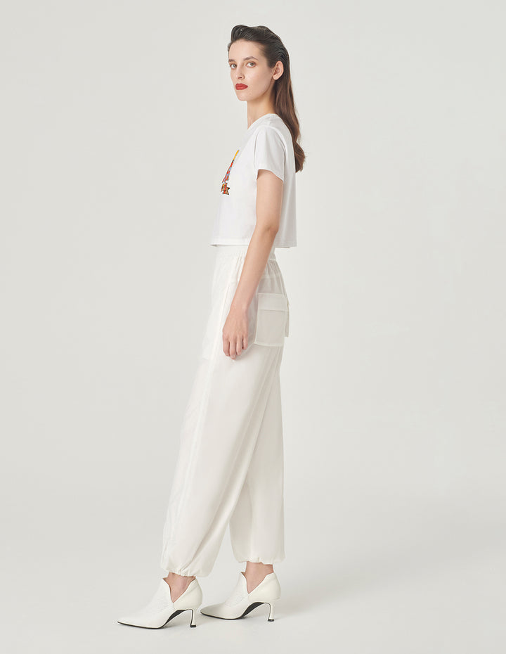 MARYLING White Embroidered Short T-Shirt