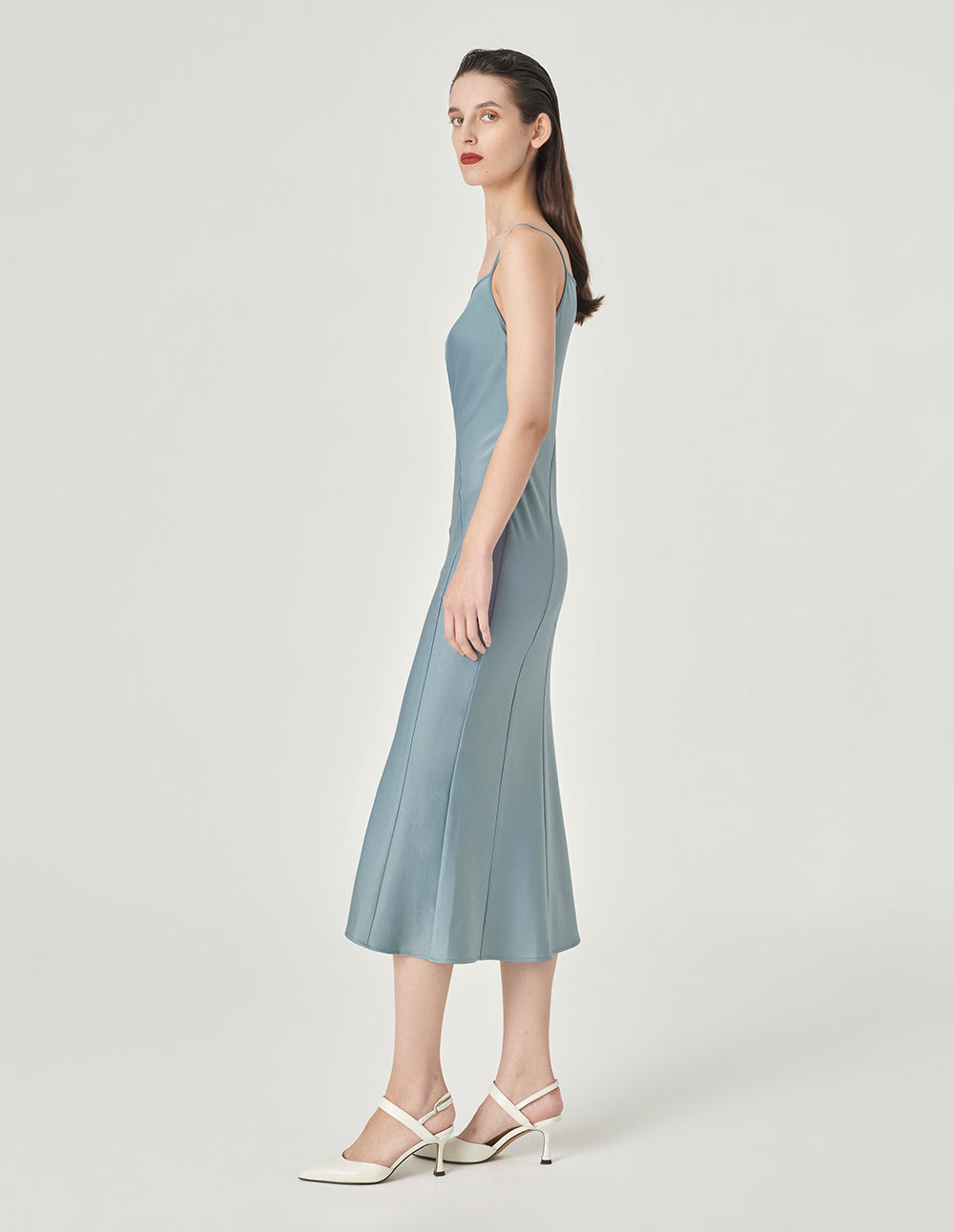 MARYLING Ice Blue Midi Slip Dress