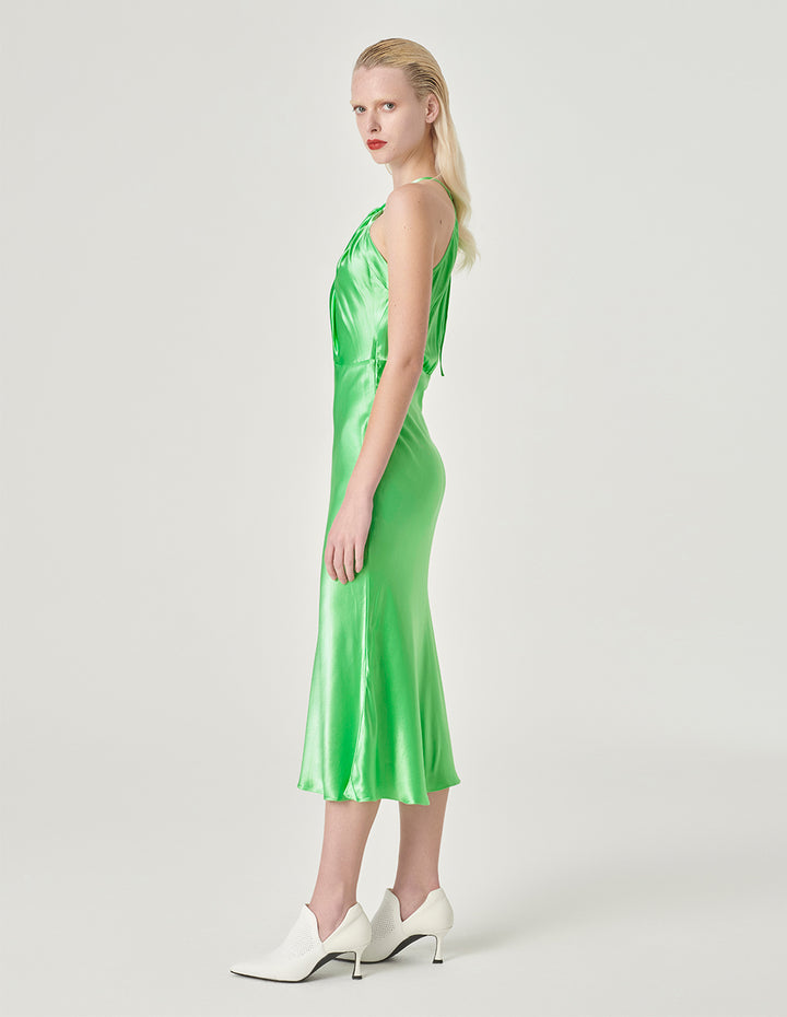 MARYLING Halterneck Lace-Up Sleeveless Fishtail Dress