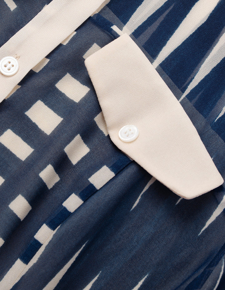 MARYLING Striped Long Sleeve Pleated Midi Shirt Dress