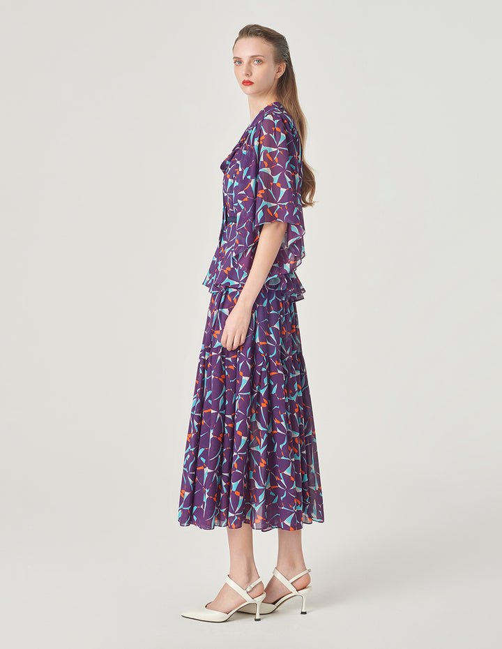 MARYLING Floral Printed Midi Skirt