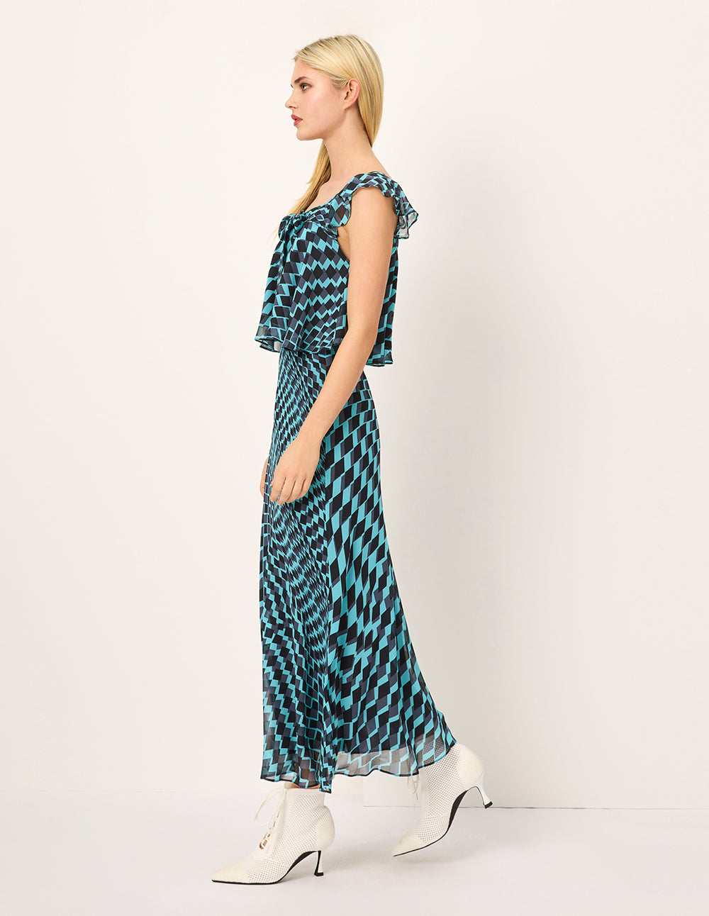 MARYLING A-Line Geometric Print Knee-Length Skirt