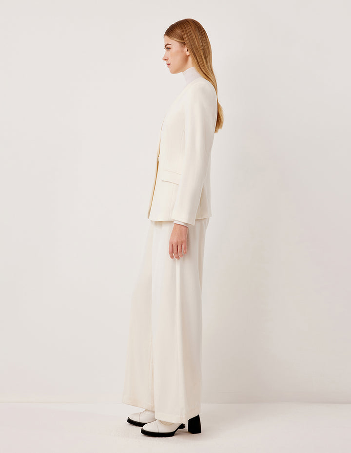 MARYLING Wide-Leg Straight Cut Wool Trousers