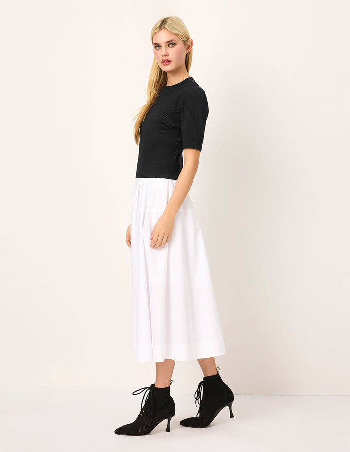 MARYLING Crew Neck Ribbed Short-Sleeve Knit Top