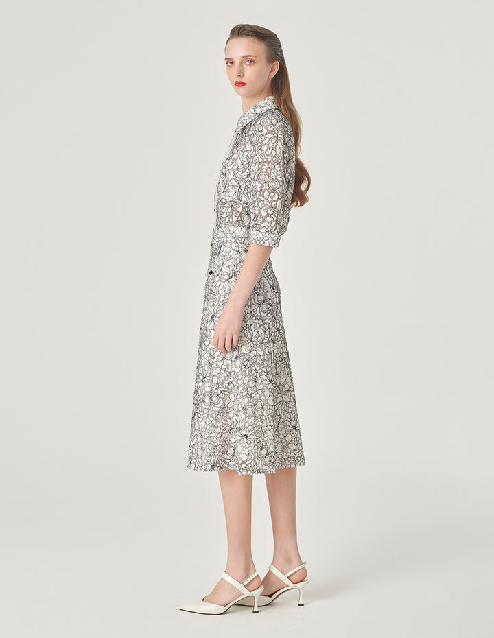 MARYLING Contrast Color Lace Fishtail Skirt