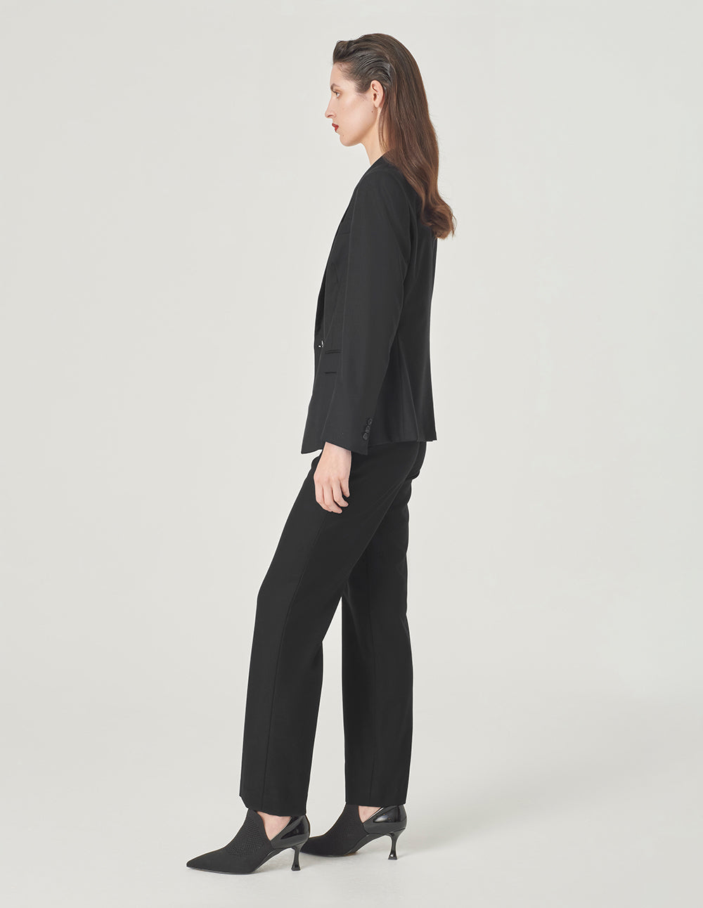 MARYLING Black Peaked Lapel Double-Breasted Blazer