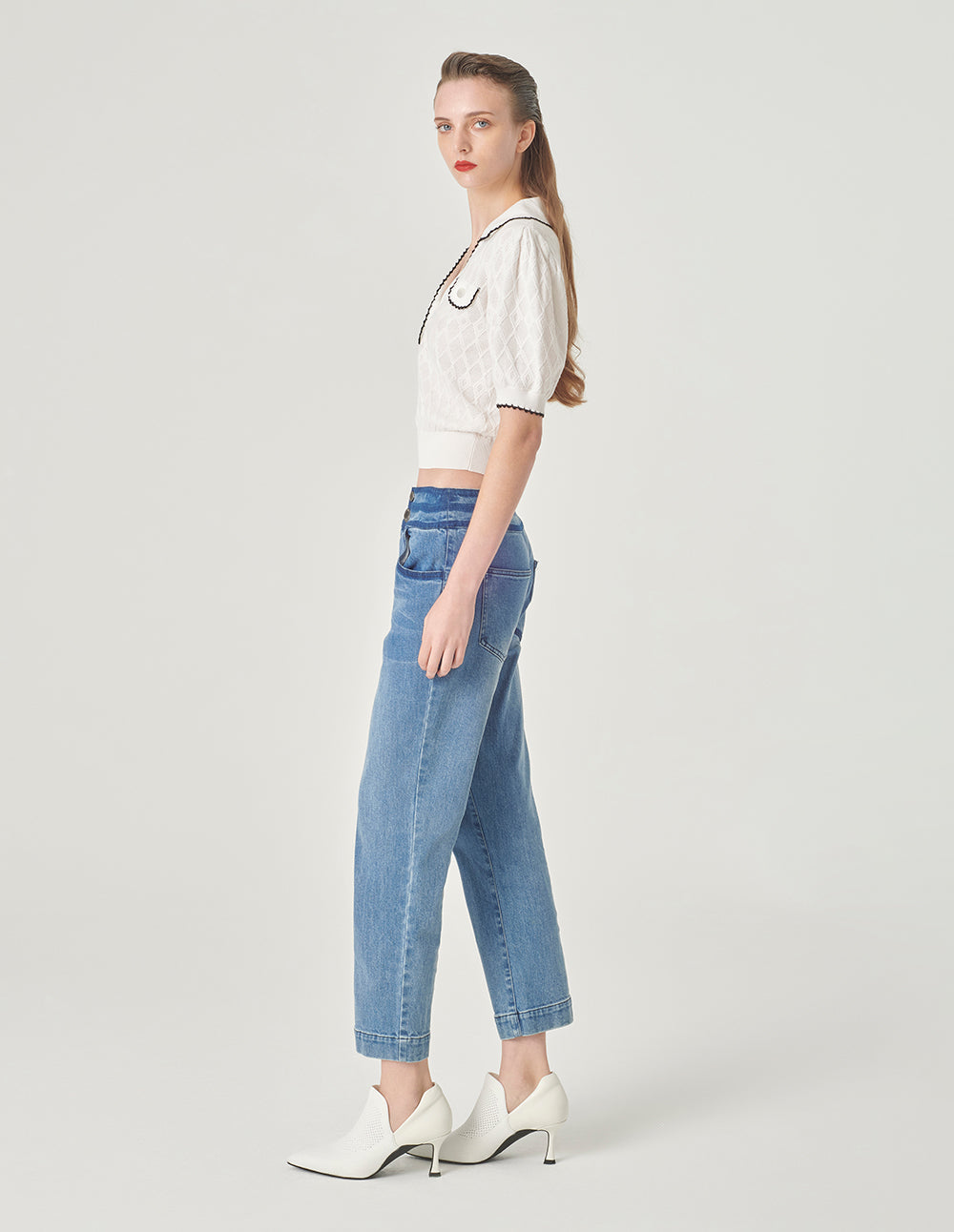 MARYLING Contrast Colour Polo Knitted Jumper