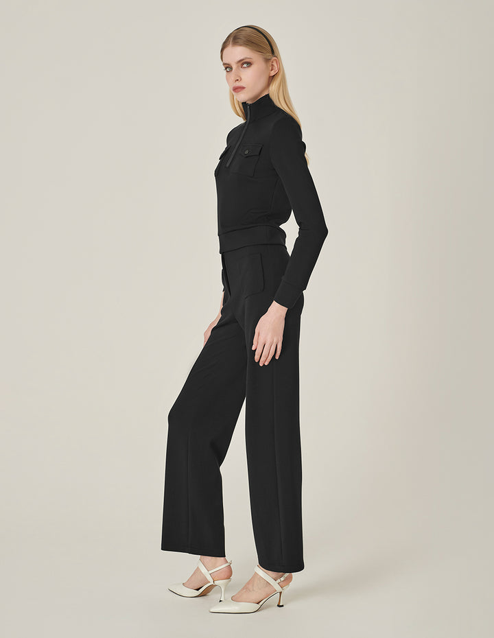 MARYLING Stand-Collar Long-Sleeve Knitted Top