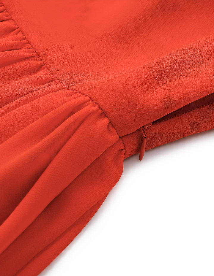 MARYLING One-Shoulder Asymmetric Empire-Waist Pleated Houndstooth Midi Dress