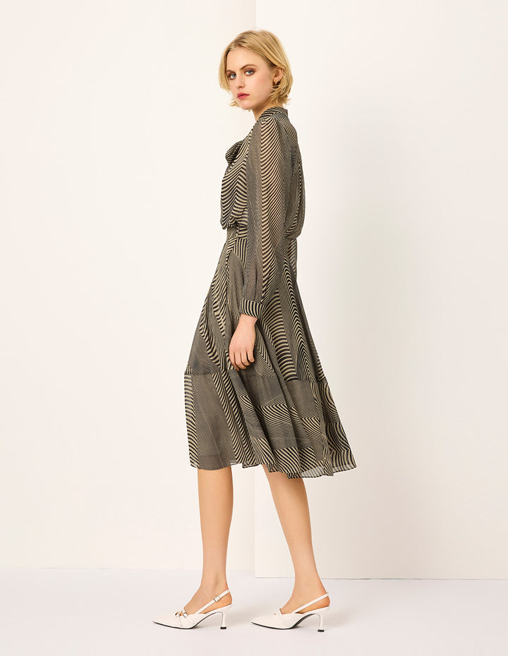 MARYLING Black Striped Print Knee-length Skirt