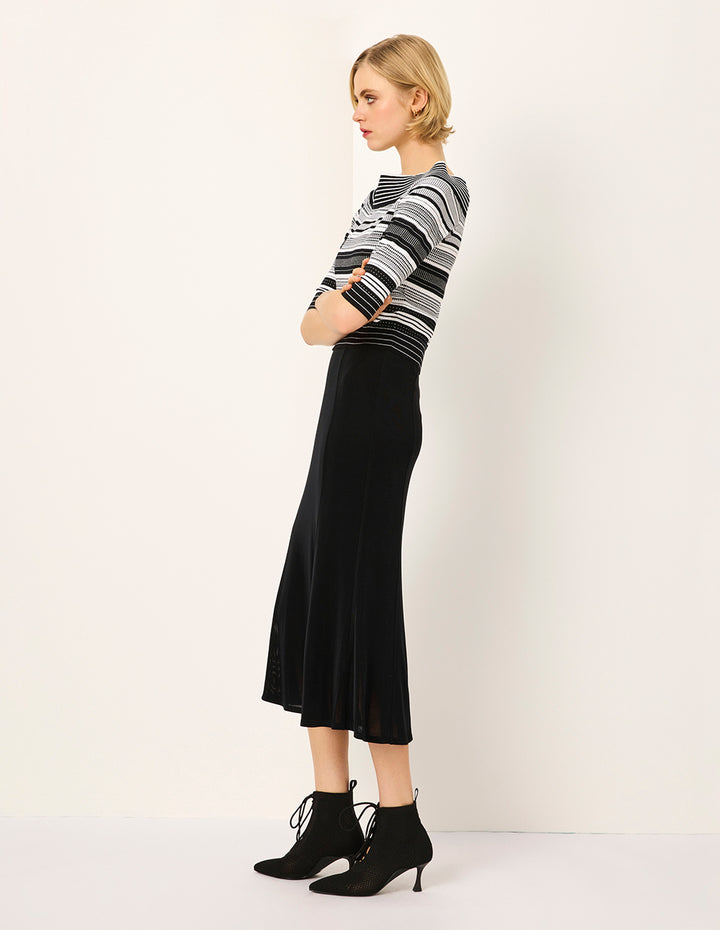 MARYLING Off-shoulder Short-sleeve Striped Sweater