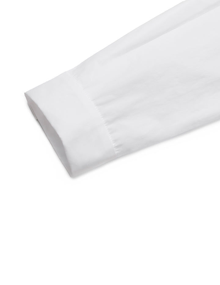 MARYLING Pearl Bead Collar Long Sleeve Cotton White Blouse