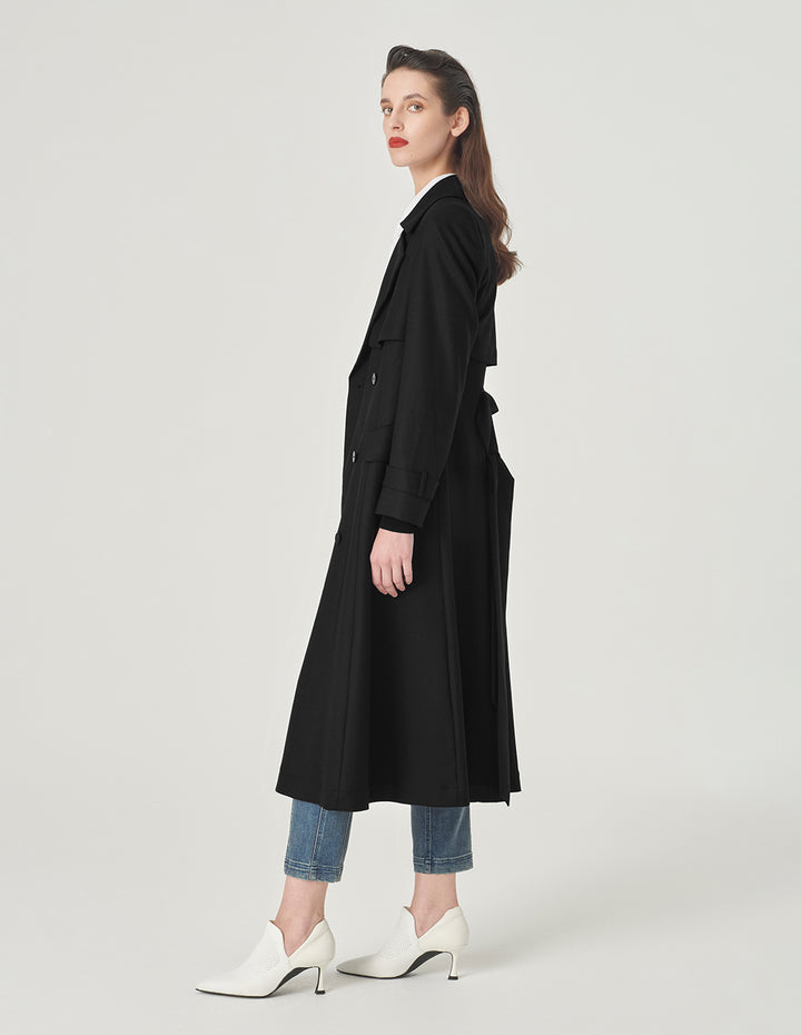 MARYLING Black A-Line Windbreaker Coat