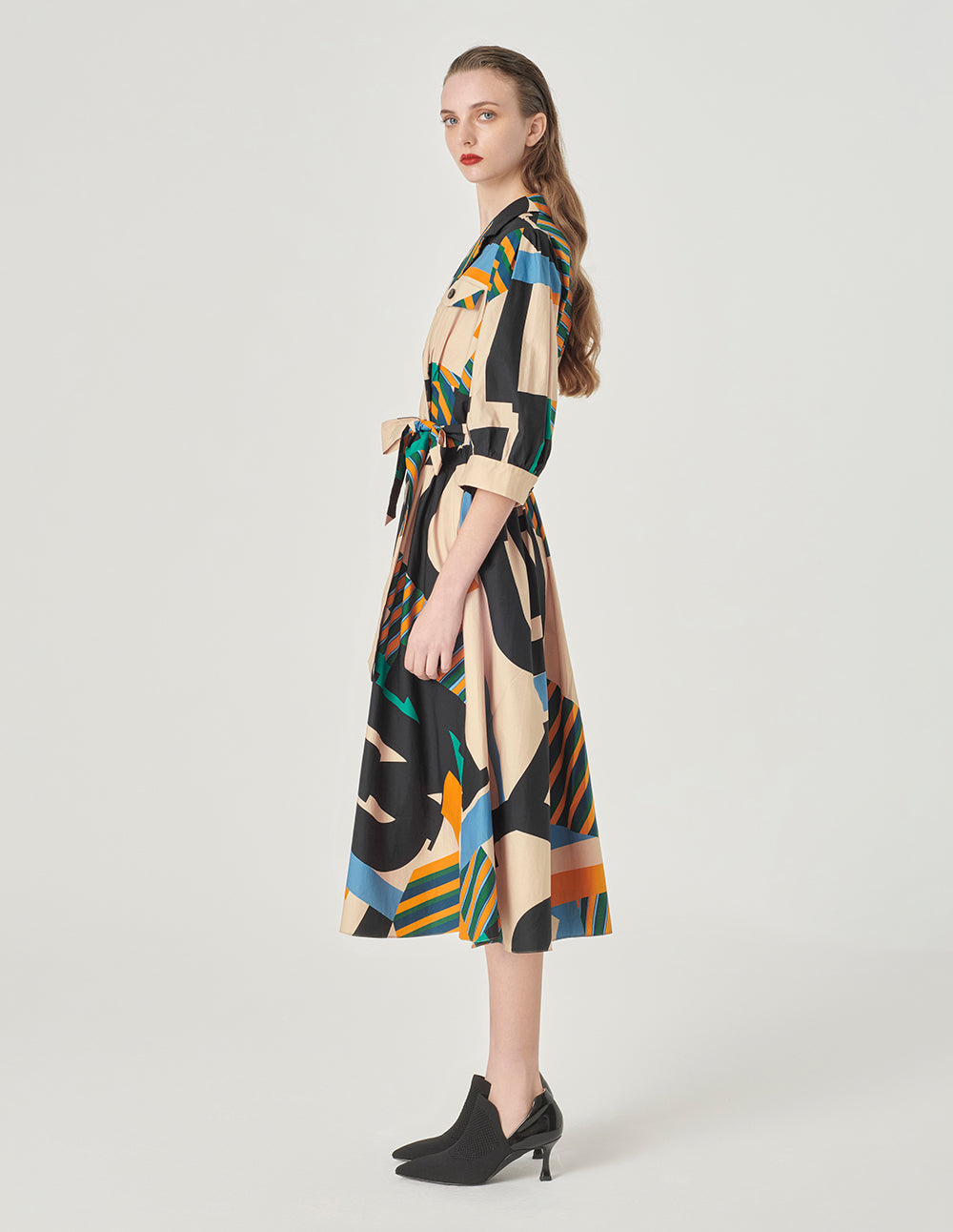 MARYLING Mid-Sleeve Printed Dress