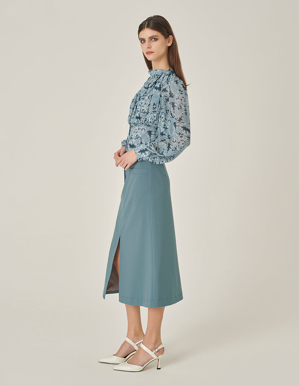 MARYLING Side-Tie Printed Fitted Top