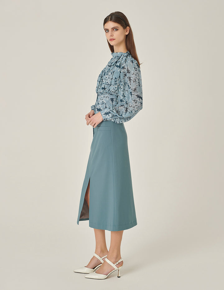 MARYLING Side-Tie Printed Fitted Top