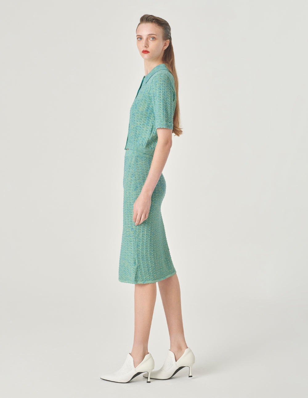 MARYLING Mint Green Wrap Knitted Skirt