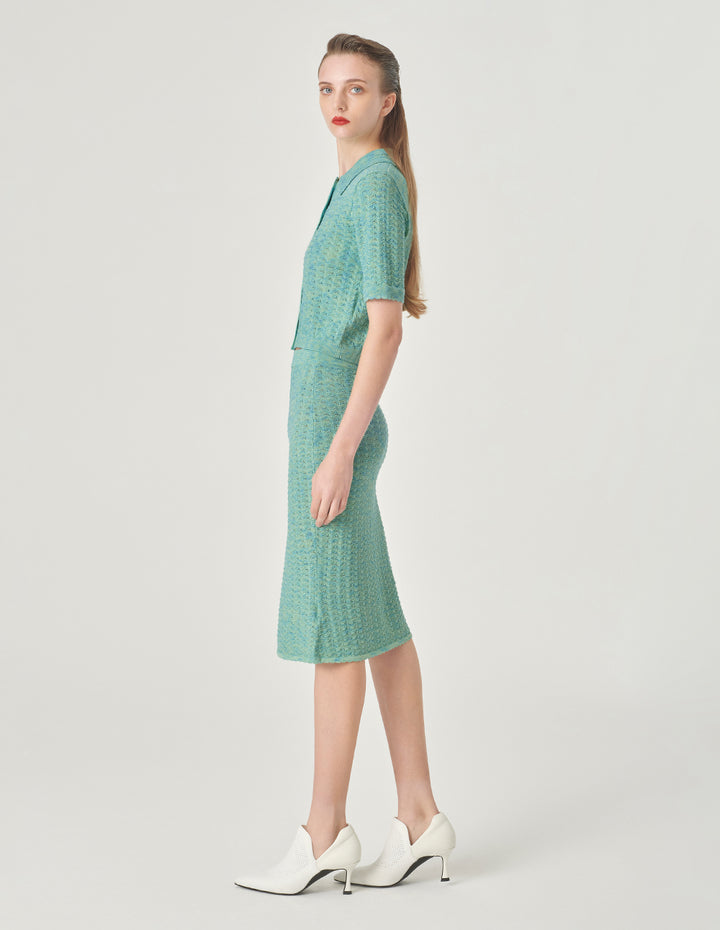 MARYLING Mint Green Wrap Knitted Skirt