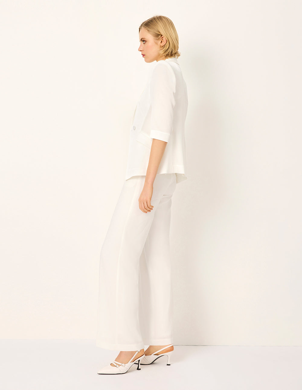 MARYLING Peaked-Collar 3/4 Sleeve Blazer