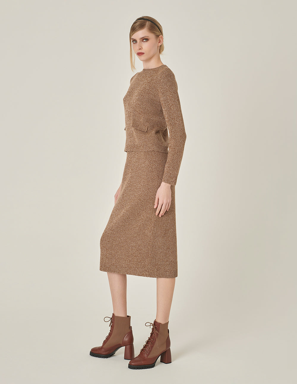 MARYLING Apricot Mixed Knitted Sweater