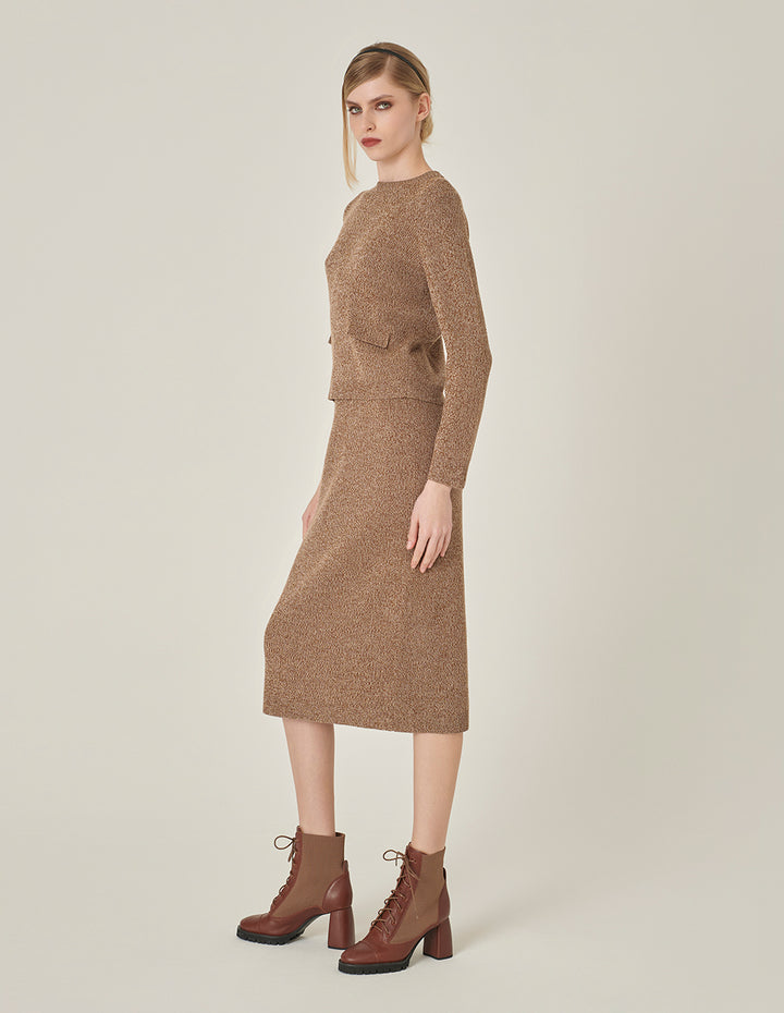 MARYLING Apricot Mixed Knitted Sweater