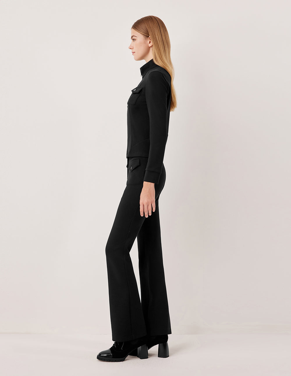 MARYLING Lapel Long Sleeve Double-Zipper H-Line Short Jacket