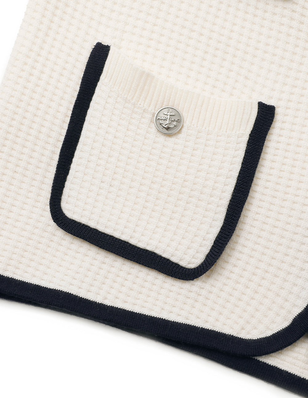 MARYLING White Contrast Pocket Knitted Cardigan