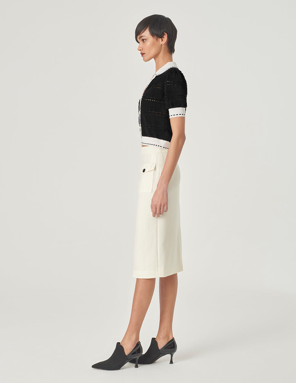 MARYLING Contrast Colour V-Neck Knitted Sweater