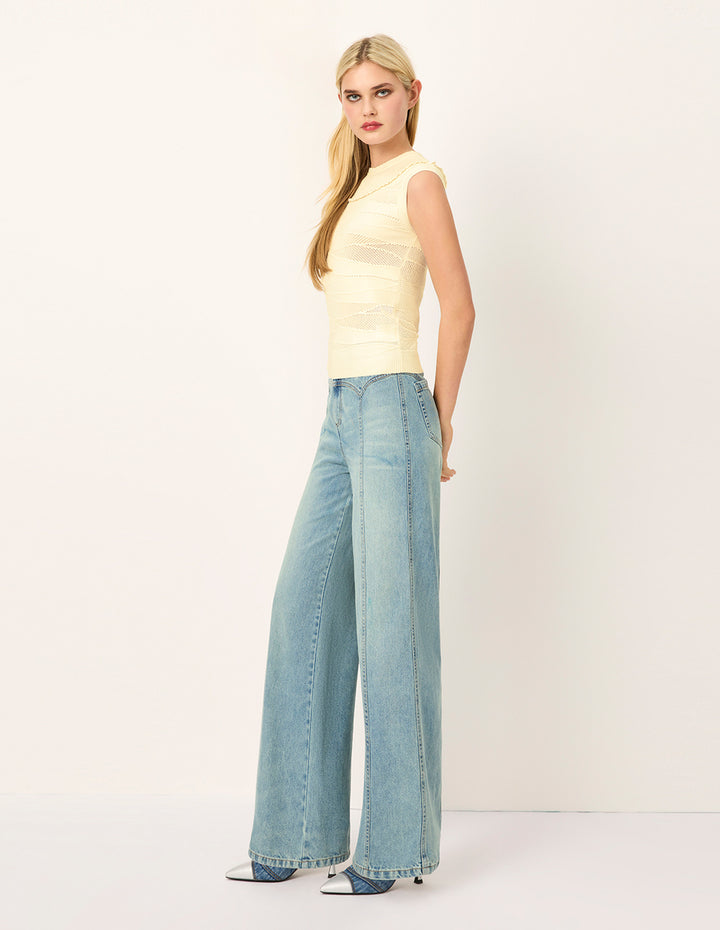 MARYLING Crew-Neck Sleeveless Ribbed Knit Top