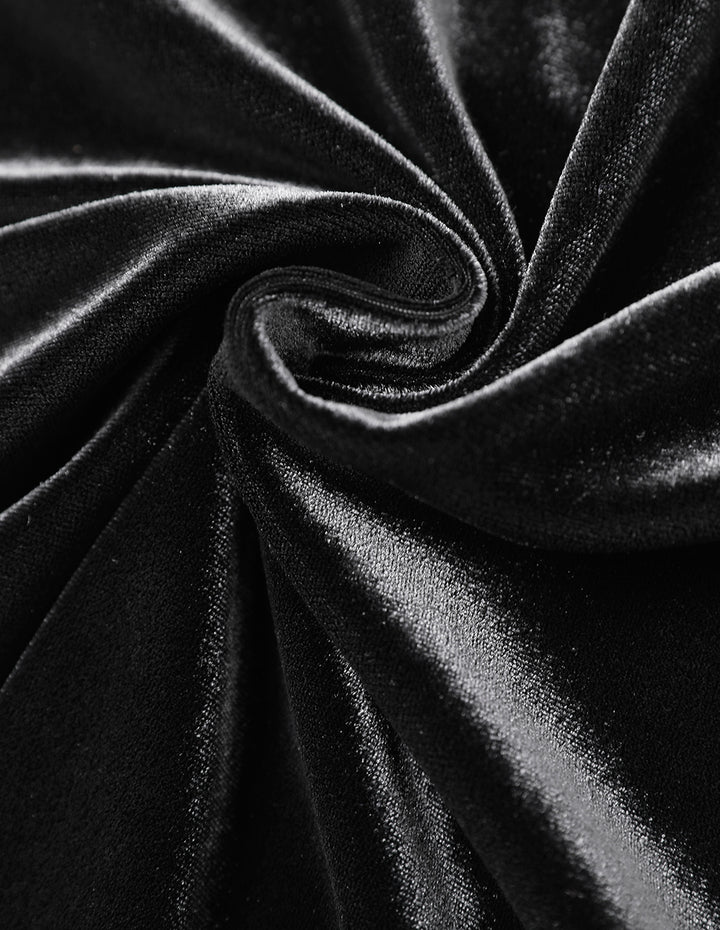 MARYLING V-Neck Black Velvet Dress