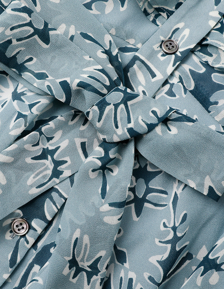 MARYLING V-Neck Mid-Sleeve A-Hem Printed Dress