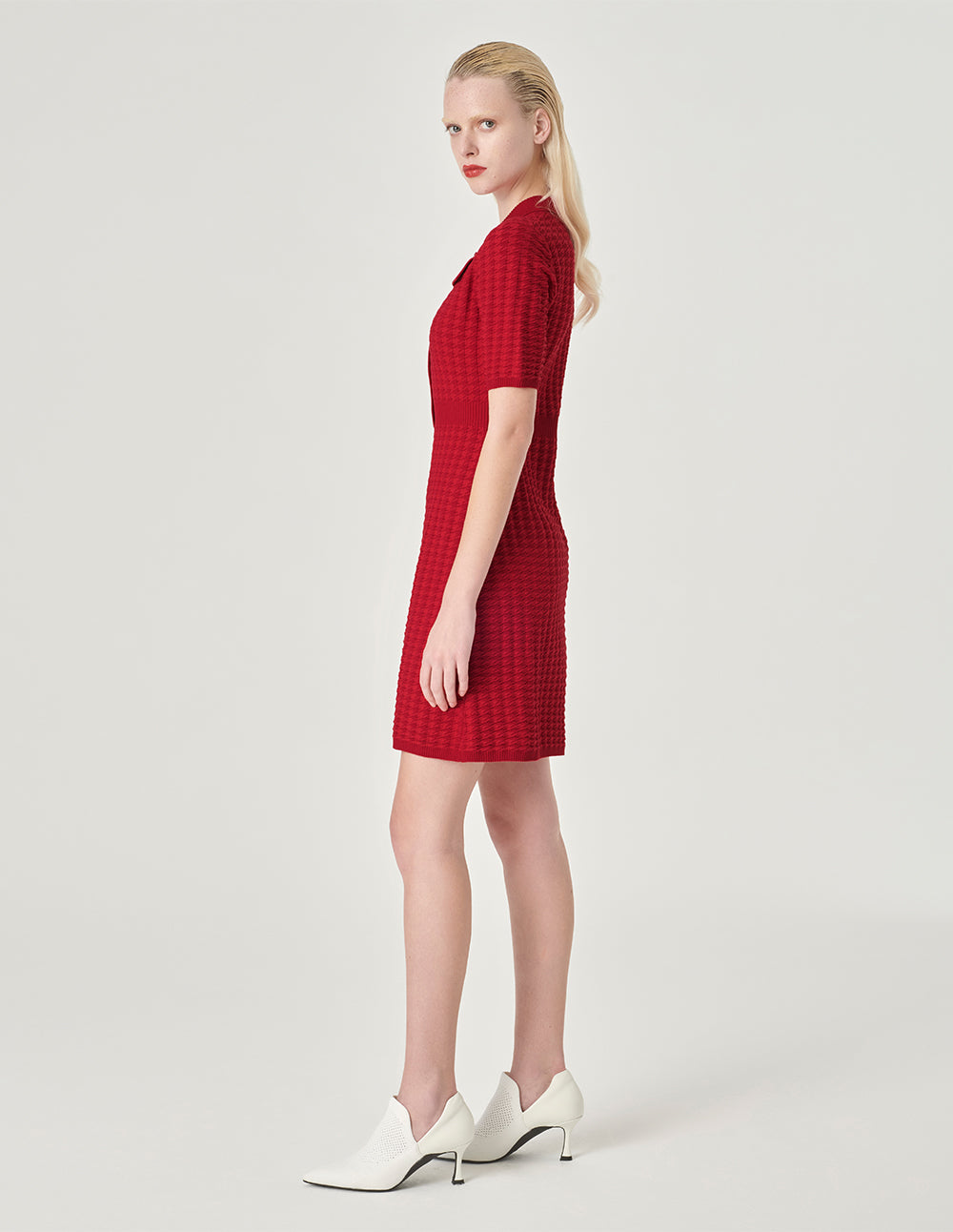MARYLING Shirt Collar Knitted Dress