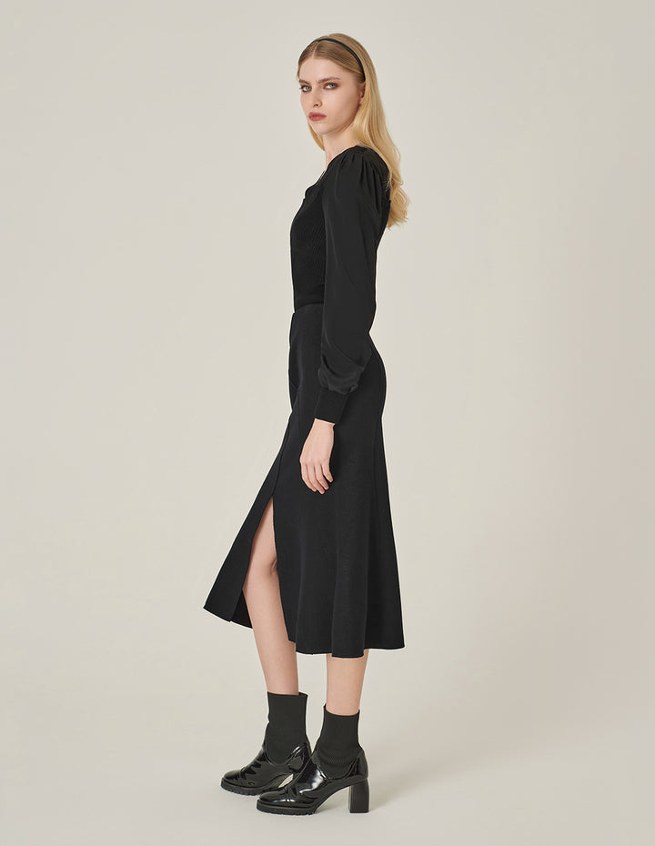 MARYLING Black V-Neck Knitted Top