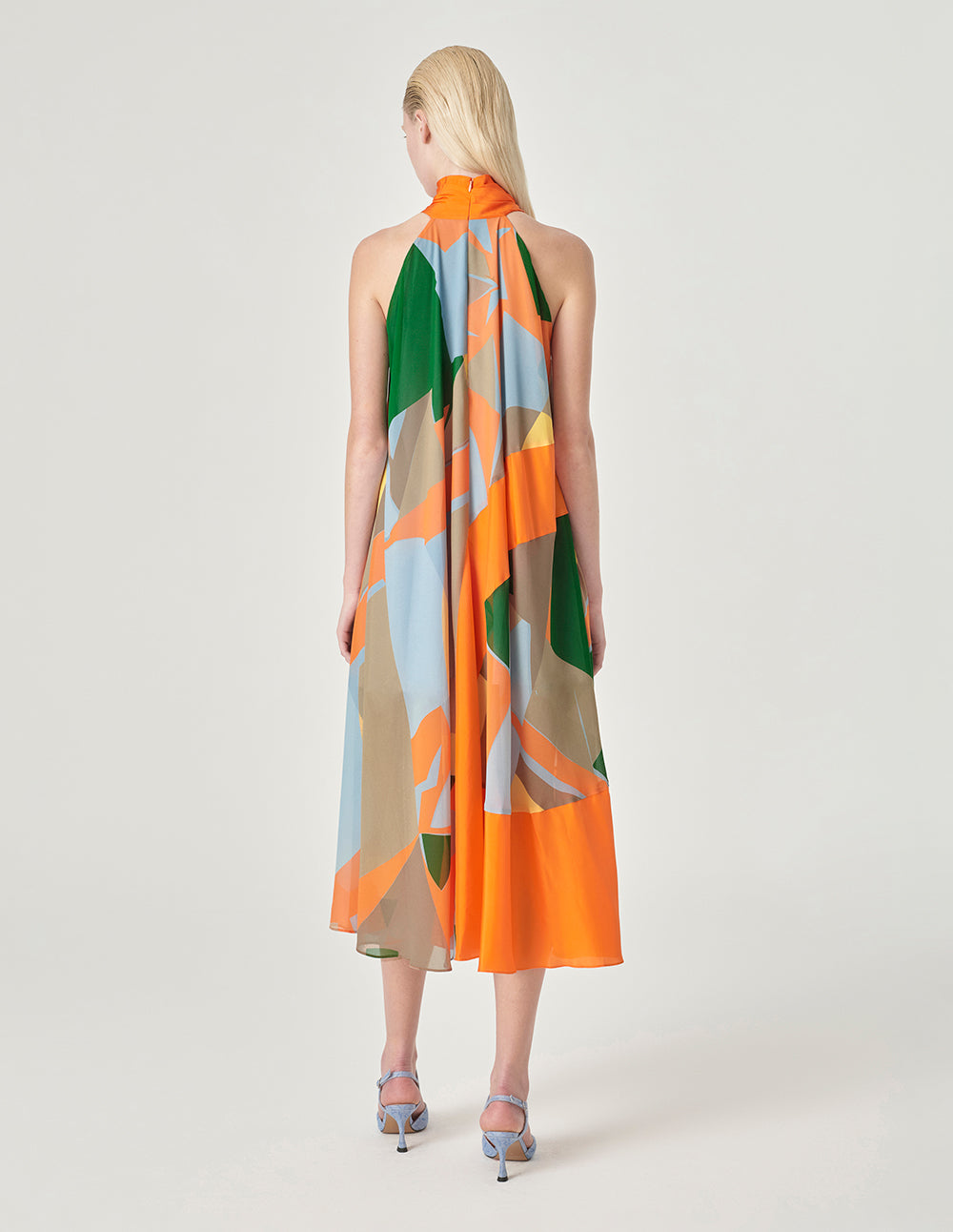 MARYLING Halterneck Print Sleeveless A-Hem Dress