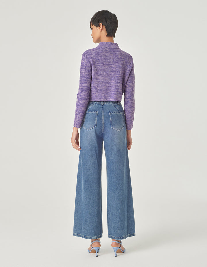 MARYLING Floral Melange Needle Shuttle Cardigan