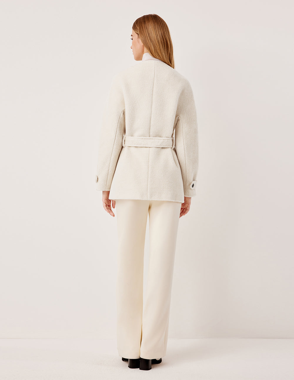 MARYLING Round Neck Asymmetrical Button Alpaca Wool Coat