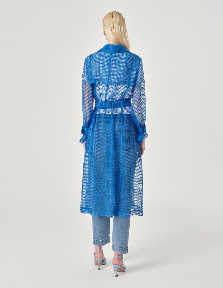 MARYLING A-Line Trench Windbreaker With Smocked Waist