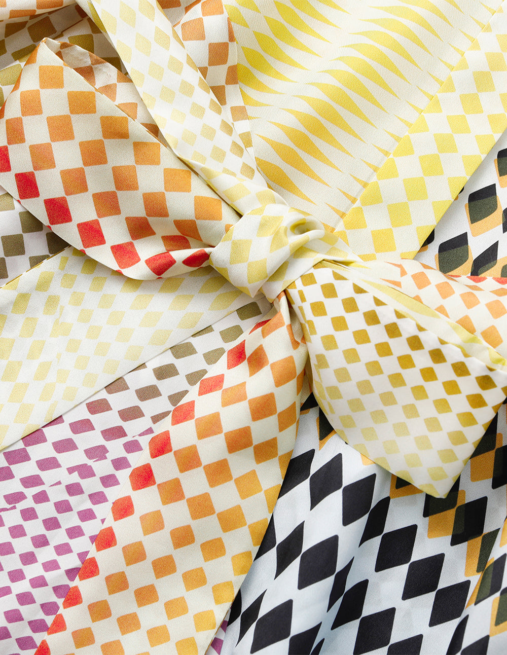 MARYLING Color Block Rhombus Print Short Sleeve Midi Shirt Dress