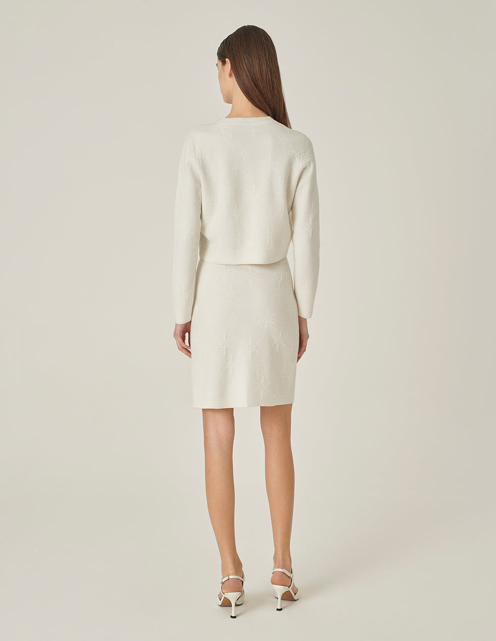 MARYLING Jacquard Knee-Length Straight Knitted Skirt