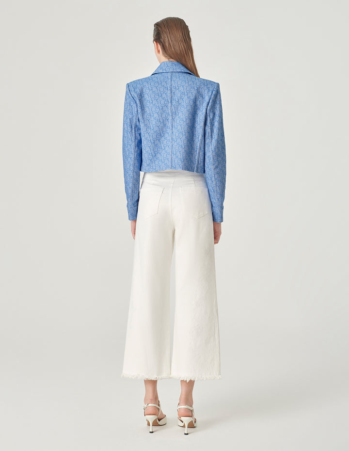 MARYLING Logo Jacquard Denim Short Jacket