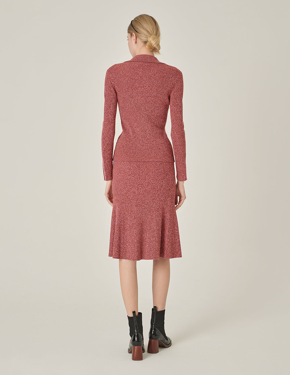 MARYLING Fishtail Wool Fitted Knee-Length Knitted Skirt