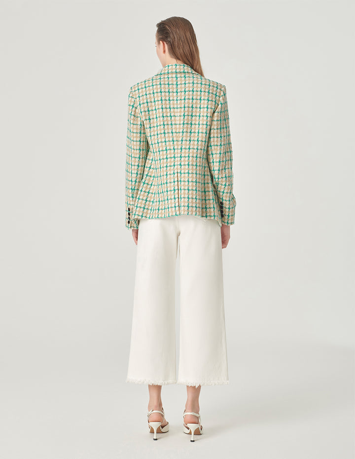 MARYLING Checked Double-Breasted Blazer