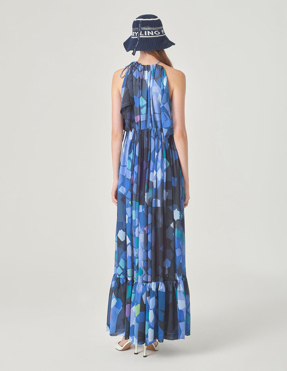 MARYLING Drawstring Collar Halterneck Dress